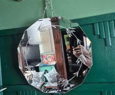 20 inch Art Deco original 1920s Mirror vintage French Art Deco etched mirror