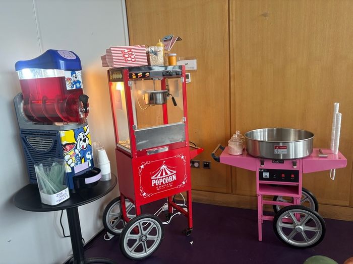 Popcorn candy floss slush puppy Hotdog nachos machines