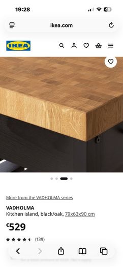Kitchen Island VADHOLMA Ikea