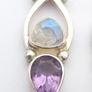 Vintage 925 Sterling Silver Moonstone Amethyst Earrings Image 5