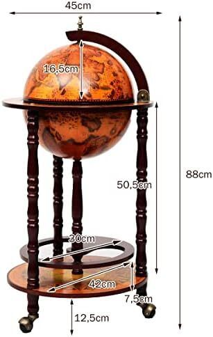 Wooden Globe Bar on Wheels, Bar Trolley, Home Bar, Wine Rack 45 x 45 x 88 cm