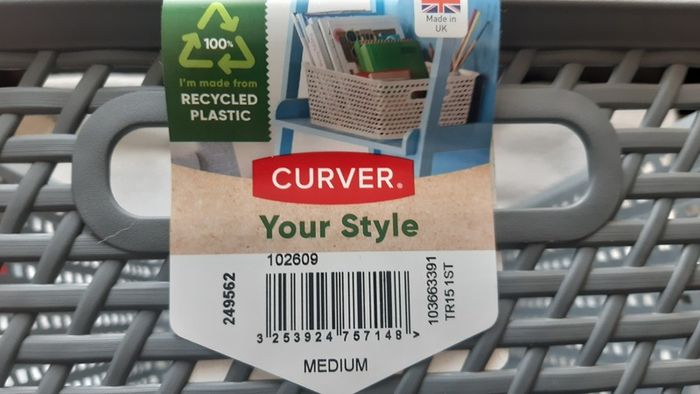 Curver Your Style Medium Retangular Basket 11 Litre - Grey
