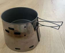 Camping pot and stove: Traildesigns SideWinder Ti-Tri pot stand, burner and 900ml pot