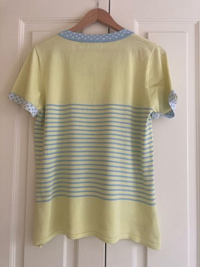 Yellow/Blue Striped/Polka Dot Top