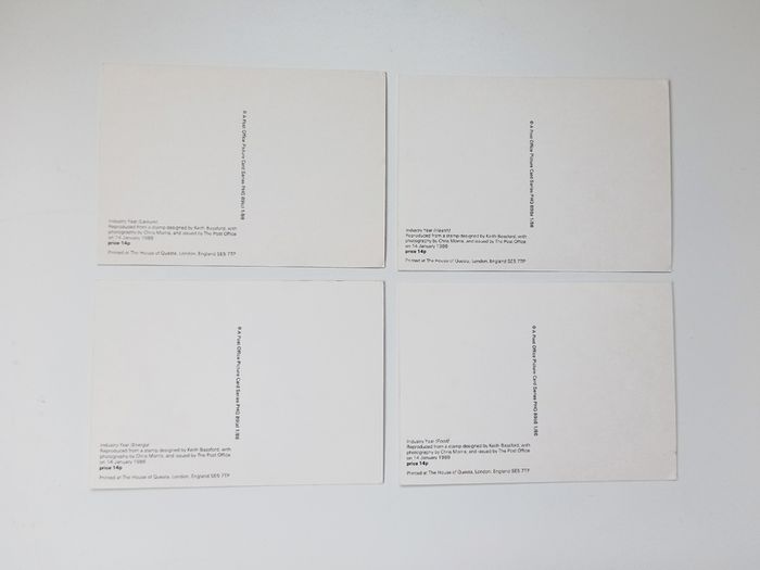 Vintage Royal Mail Stamp postcards "Industry Year" 14th of January 1987  4 postcards