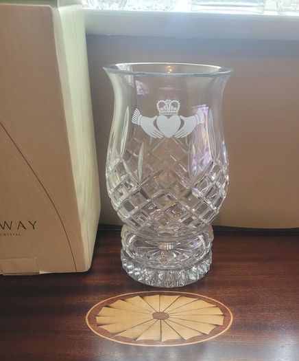 Galway Crystal Pillar Hurricane Candle Holder
