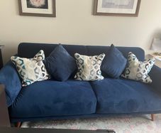 Navy velour sofa (almost new)