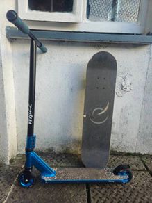 Stunt Scooter + Complete Skateboard Bundle - Great Condition