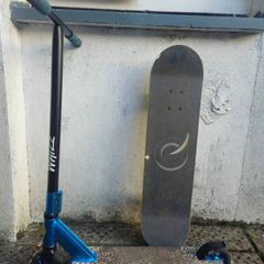 Stunt Scooter + Complete Skateboard Bundle - Great Condition