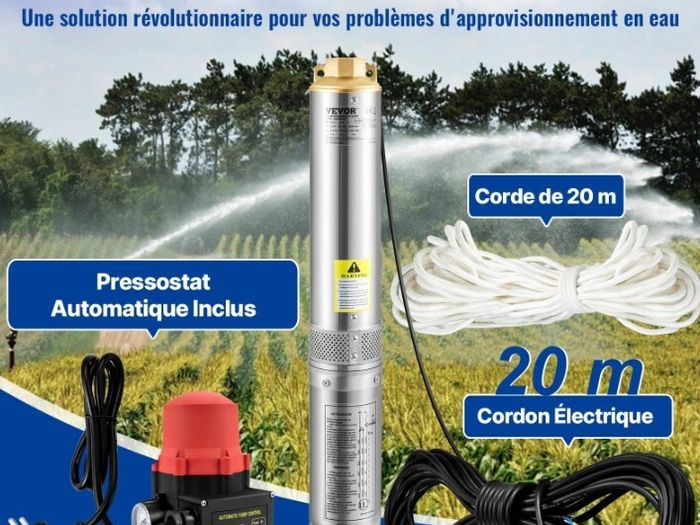 Deep Well Submersible Water Pump 750W  Borehole Farm Irrigation