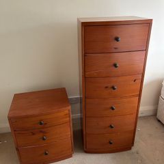Solid Pine Wooden Bedroom Furniture Set Chest of Drawers & Bedside Cabinet