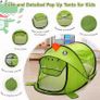 Kids Pop Up Tent for Indoor Outdoor Children Play House for Toddlers 2 3 4 Years Old, Foldable Portable Toddler Playhouse Christmas Birthday Gift for Age 3-8 Kids 182 x 96 x 82cm, Green Dinosaur Image 4