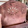 Vintage 1970s 1980s Hand Made Moroccan Leather Crossbody Bag Sunburst Motif Image 6