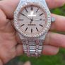 Fully Iced Two Tone Rose Gold Automatic Watch Image 5