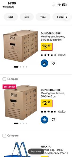 18 Moving boxes - Ikea and Get Cracking
