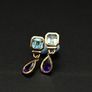 Vintage 1960/70 Topaz & Amethyst Earrings - 18ct Image 2