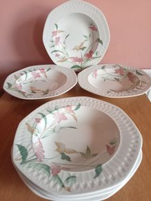 1970' PONTESA Spain Porcelain  Large Pasta Bowls x 6