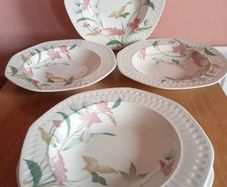 1970' PONTESA Spain Porcelain  Large Pasta Bowls x 6