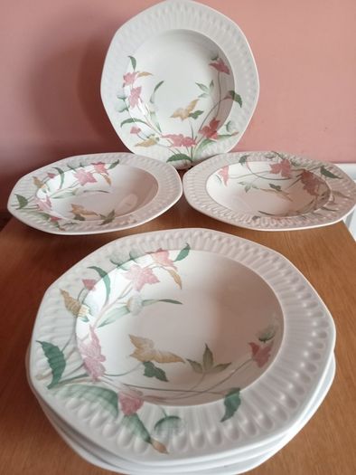 1970' PONTESA Spain Porcelain  Large Pasta Bowls x 6