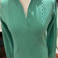 Offers Welcome Please -The Cashmere Centre - Pure Cashmere V Neck Jumper with collar and cable pattern- Size S