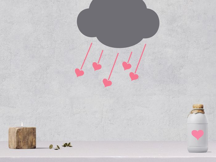 Cloud Wall Decal, Cloud Wall Art  Heart Wall Decal, Heart Drop, Wall Art Decal, Large Cloud Decal, Cloud Sticker, Nursery Wall Decal, Child's Room Wall Decal