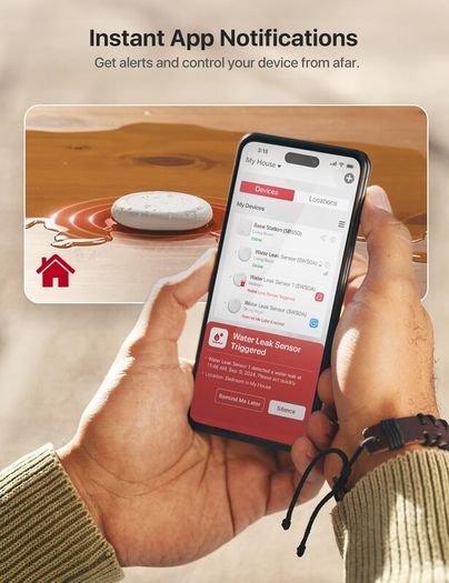 X-Sense Wi-Fi Water Sensor, Smart Water Leak Detector with App Alerts, IP67 Waterproof, Wireless Detector for Kitchen, Bathroom, Basement, SBS50 Base Station Required, SWS0A, 1-Pack