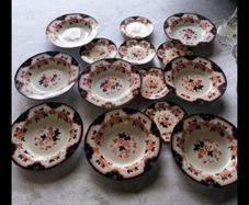 Rare Antique 19thC English Ironstone Imari Dinnerware Set 16 Pieces