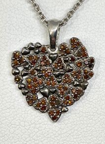 Red Diamond Pendant with Chain (Size - 20) in Rhodium Overlay Sterling