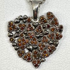 Red Diamond Pendant with Chain (Size - 20) in Rhodium Overlay Sterling