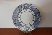 Fabulous &amp; Unusual Large Blue and White 12.5" Charger or Display Plate by Wood &amp; Sons in the Aesthetic Movement Inspired "Arabesque" Pattern