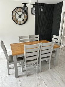 Dining table and chairs.