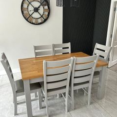 Dining table and chairs.