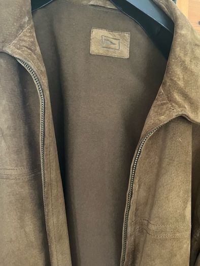 mens bomber jacket zip up suede feel
