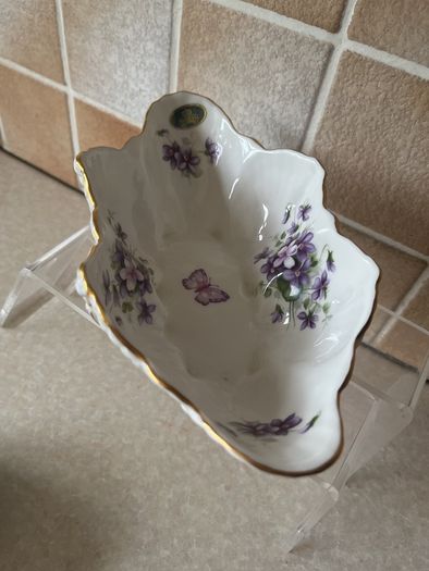 Aynsley Wild Violet Shell shaped Dish & Trinket Box
