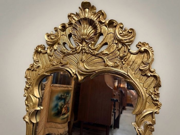 Vintage French Gilt Metal Rococo Revival Mirror