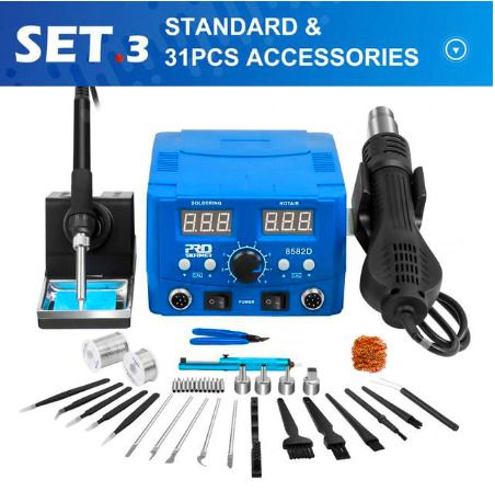800W SMD Soldering Station Quick Heat Electric Hot Air Gun 2 in 1 Led Display Electric Soldering Iron BGA Rework Welding Station