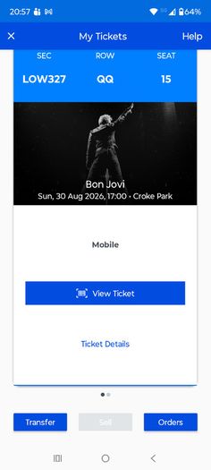 Seated Bon Jovi Tickets
