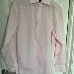Daniel Hechter long-sleeved formal dress shirt in pastel light pink Collar Size: 15