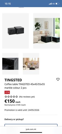 JYSK new coffee tables marble effect black