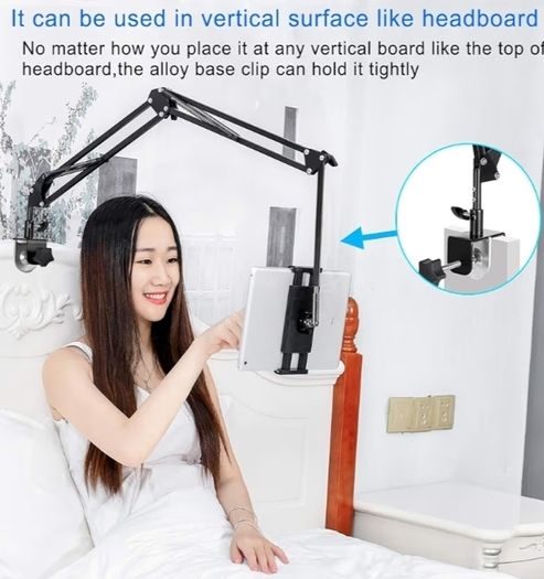 Adjustable,Foldable Tablet Stand for Bed, Aluminum Universal Flexible Tablet Holder with 360 Degree Rotation for iPad iPhoneX iPad Pro N-Switch,or Other 4.5 12.9 Inches Devices Black