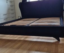 Super King Black Velvet Upholstered Bed