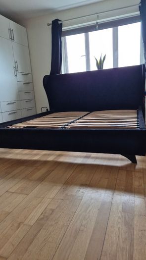 Super King Black Velvet Upholstered Bed