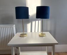 Matching blue velvet lamps