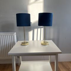 Matching blue velvet lamps