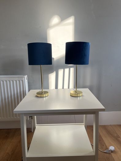 Matching blue velvet lamps