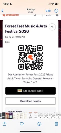 concert ticket Forest Fest Friday, July 24th