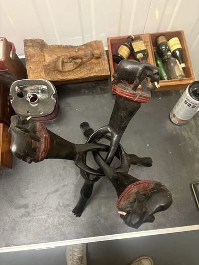 Vintage Anglo-Indian Carved Elephant Table Base