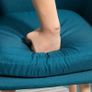 Scandinavian Design Bar Stools - Set of 2 Bar Stools with High Comfort, Footrests, and Armrests - Solid Wood Blue Linen Image 8