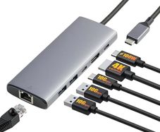 6-in-1 Multiport Adapter with 100W Max PD Charging, 4K HDMI, 2 USB-A Ports, Ethernet, Type C Data Port