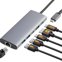 6-in-1 Multiport Adapter with 100W Max PD Charging, 4K HDMI, 2 USB-A Ports, Ethernet, Type C Data Port
